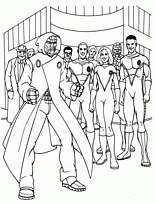 coloriage les quatre fantastiques et fatalys dans la foule